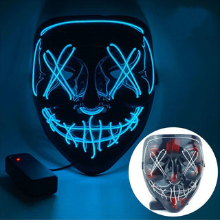 3-Mode LED Mask Neon Stitches Costume Halloween Purge Cosplay Light Up Glow Wire - Phosgene