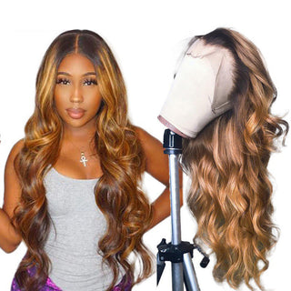 Ombre Lace Front Human Hair Wigs Remy Colorful - Phosgene