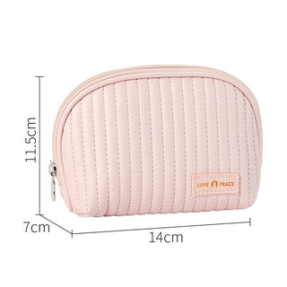 Round Cake Cosmetic Bag, Cosmetic Bag Cute Travel Organizer Pouch Set For Women PU Leather Waterproof Wash Bag, Large Capacity Advanced Feeling, Portable Cosmetic Bag - Phosgene