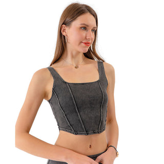 Denim Yoga Sports U-shaped Stretch Vest - Phosgene