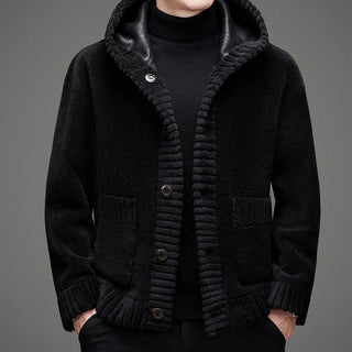 Fur-integrated Double-sided Cashmere Hooded Jacket - Phosgene