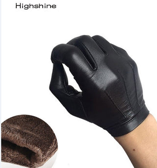 Men's Autumn And Winter Fleece-lined Warm Sheepskin Gloves - Phosgene