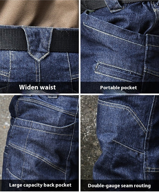 Straight Multi-pocket Stretch Slim Jeans Phosgene