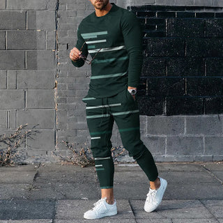 Round Neck Long Sleeve T-shirt Trousers Suit Men Phosgene