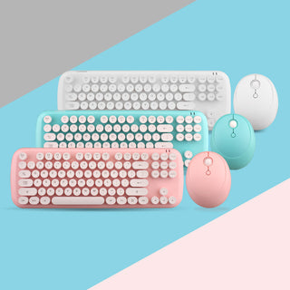 Wireless Keyboard And Mouse Set Girls Color Retro - Phosgene