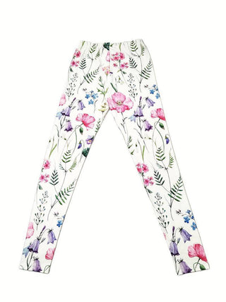 Flower Print Elastic Waist Hip Raise Skinny Casual Leggings - Phosgene