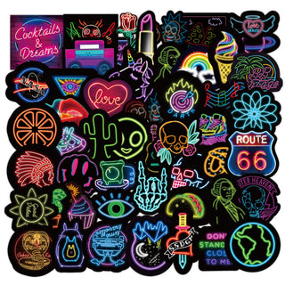 50 Neon Graffiti Stickers Decorative Waterproof Stickers - Phosgene