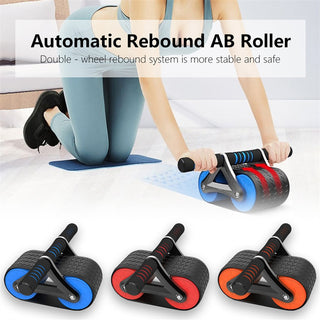 Double Wheel Abdominal Exerciser Women Men Automatic Rebound Ab Wheel Roller Waist Trainer Gym Sports Home Exercise Devices - Phosgene