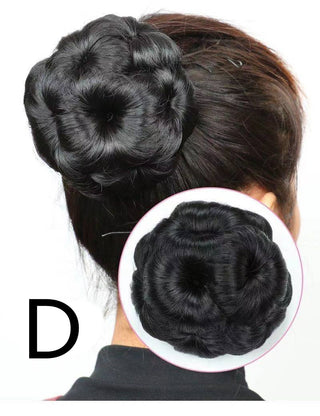 High Temperature Silk Wig Hair Ring, Hair Bun, Nine Flower Ball Head Bridal Costume Plate - Phosgene