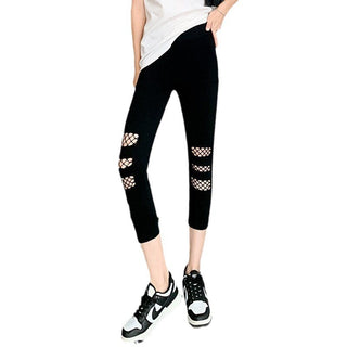 Summer Thin Women's Ripped Mesh Cropped Pants - Phosgene