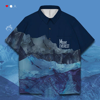 Mountain Oil Painting Trend Short Sleeved Shirt Phosgene