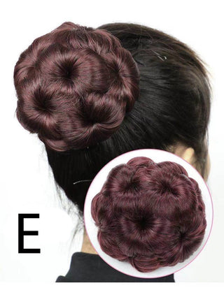 High Temperature Silk Wig Hair Ring, Hair Bun, Nine Flower Ball Head Bridal Costume Plate - Phosgene