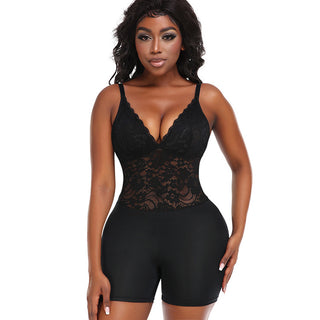 Plus Size Body Shaping Hip Lace Tight Braces Jumpsuit - Phosgene