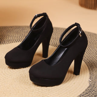 Autumn New Fashion Buckle Low-cut High Heels Women - Phosgene