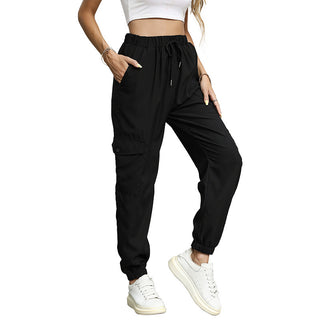 Long Solid Color Casual Elastic Ankle Banded Pants - Phosgene