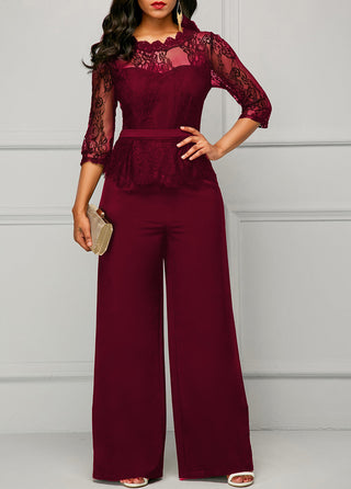 Straight Women's High Waist Lace Jumpsuit New - Phosgene