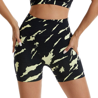 Seamless Knitted Camouflage Printing Yoga Shorts Outdoor Running Fitness Pants - Phosgene