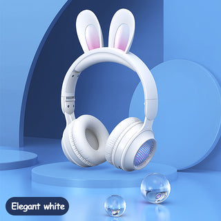 Rabbit Ear Headphones Wireless Luminous Extendable Wheat Headphones - Phosgene