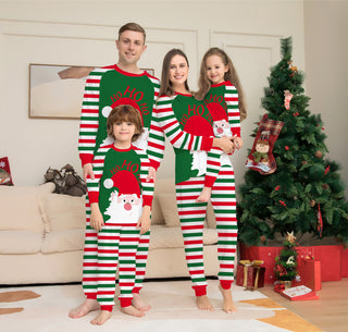 Family Christmas Pajamas Matching Sets Red Stripe Xmas Holiday Sleepwear Jammies Long Sleeve PJs Outfits - Phosgene