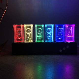 Modern Digital Nixie Tube Clock 6-tubes Night Light Bedroom Desktop Clock Phosgene