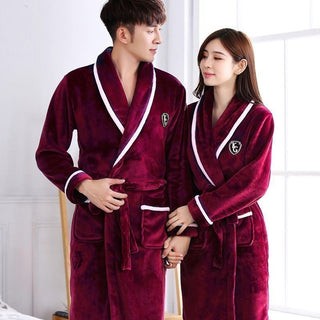 Flannel Thickened Long Section Bathrobe Men - Phosgene