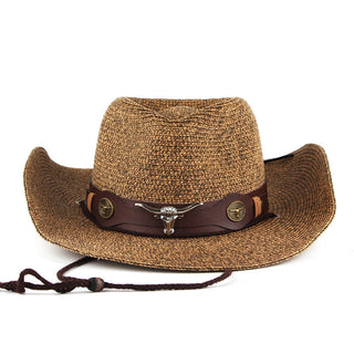 Outdoor Sunshade Western Denim Mixed Color Straw Hat - Phosgene