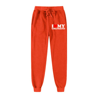 I LOVE MY GIRLFRIEND Letter Print Casual Sweatpants - Phosgene