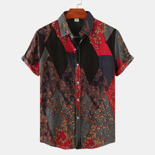 Men's Casual Short Sleeve Floral Shirt Camo Phosgene