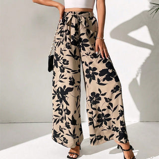 Summer New Fashion Lace-up High Waist Wide Leg Pants - Phosgene