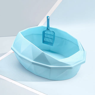 Plastic Anti-sputtering Diamond-shaped Semi-enclosed Cat Litter Box - Phosgene