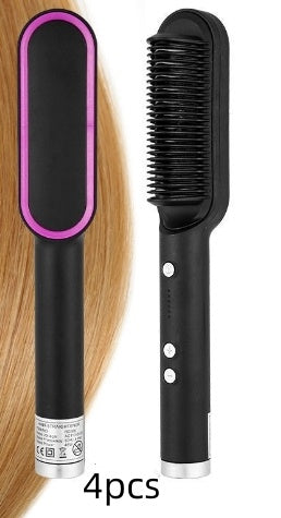 New 2 In 1 Hair Straightener Hot Comb Negative Ion Curling Tong Dual-purpose Electric Hair Brush - Phosgene