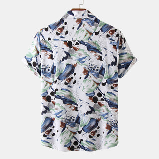 Men's Lapel Short Sleeve Floral Shirt Phosgene