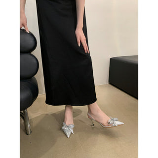 Pointed Toe Graceful Bow High Heels - Phosgene