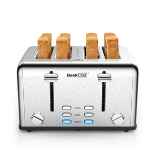 Prohibit Shelves In The Amazon. Toaster 4 Slice, Geek Chef Stainless Steel Extra-Wide Slot Toaster With Dual Control Panels Of Bagel,Defrost,Cancel Function,Ban Amazon Phosgene