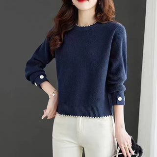 Women's Knitwear Simple Crew Neck Pullover Sweater - Phosgene