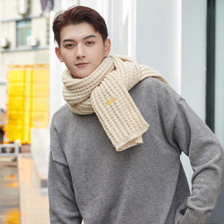 Men's And Women's Solid Colour Woollen Long Warm Knitted Scarf - Phosgene