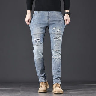 High-end Blue With Holes Jeans For Men Phosgene