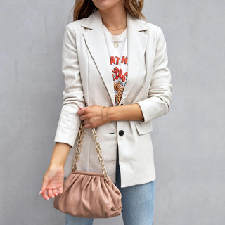 Long Sleeve Button Pu Cardigan Coat For Women - Phosgene