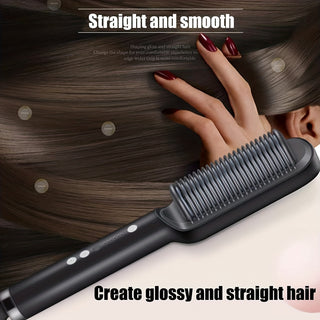 2-in-1 Electric Hair Straightener Brush Hot Comb Adjustment Heat Styling Curler Anti-Scald Comb, 2-in-1 Styling Tool For Long-Lasting Curls And Straight Hair - Phosgene