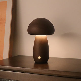 INS Wooden Cute Mushroom LED Night Light With Touch Switch  Bedside Table Lamp For Bedroom Childrens Room Sleeping Night Lamps Home Decor - Phosgene