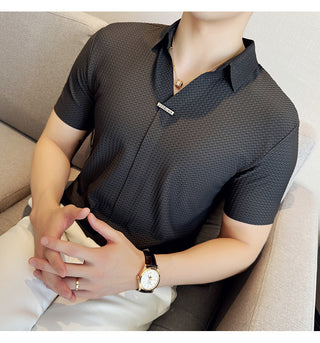 Men's Thin Waffle Short-sleeved Polo Shirt Phosgene