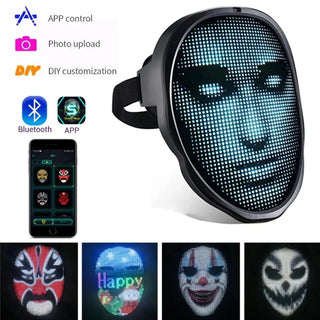 Halloween Face Masks Full Color LED Luminous Mask Face Changing Mask Party Bar Props - Phosgene