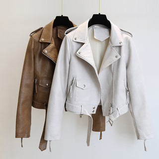 Women's Short Leather Jacket Spring And Autumn - Phosgene