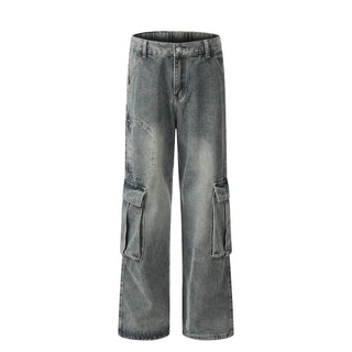 Punk Washed And Worn Denim Overalls Men Phosgene