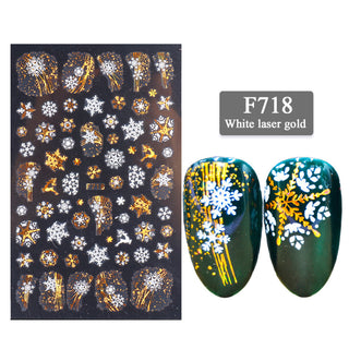 New Nail Stickers 3D Christmas Series Two-color Golden Laser Snowflake Thin Stickers Nail Art Design Nail Art Stickers - Phosgene