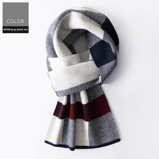 Wool Scarf Men's Winter Plaid Double-sided Scarf - Phosgene