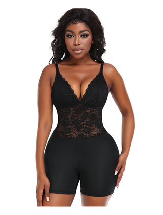 Plus Size Body Shaping Hip Lace Tight Braces Jumpsuit - Phosgene