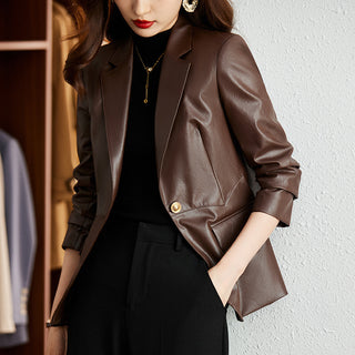 Women's Slim Skinny Leather Jacket Coat - Phosgene