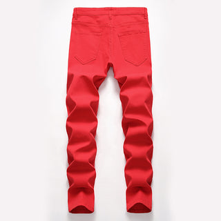 European And American Men's High Elastic Denim Casual Trousers Phosgene