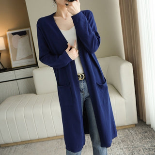 No Buckle Lazy Wind Fashion Long Cardigan Knitted Coat Women - Phosgene